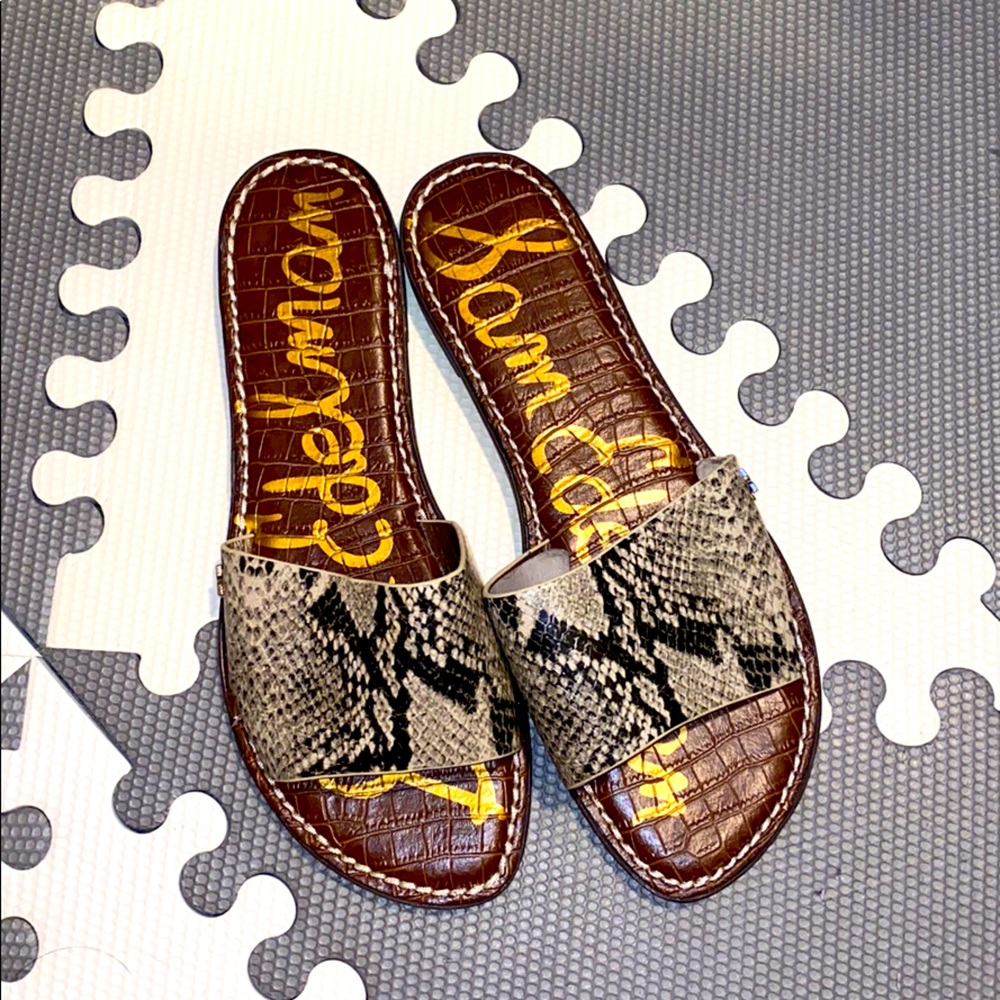 Sam Edelman crocodile print flat slides